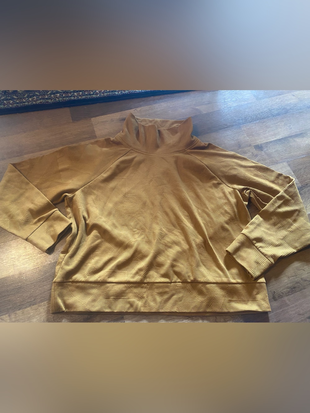 RBX Women's Mustard Textured Mock Neck Sweatshirt Running Athleisure Blokecore